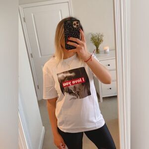 Armani Exchange T-shirt, I Love You Print, UNISEX, White,‎ Size M